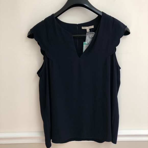 41 Hawthorn Tops - 41 Hawthorn Scallop Navy Trim Blouse